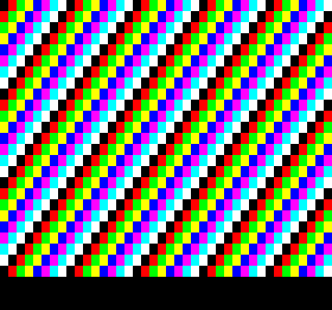 Mosaic of cells in different colours, in a diagonal gradient