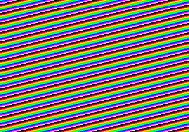 Screen full of colour diagonals: 16 colours on 320 × 224 pixels, rendered by Phosphoric's ULA-NG